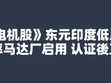 東元印度低壓高效率馬達廠啟用 認證後正式量產
